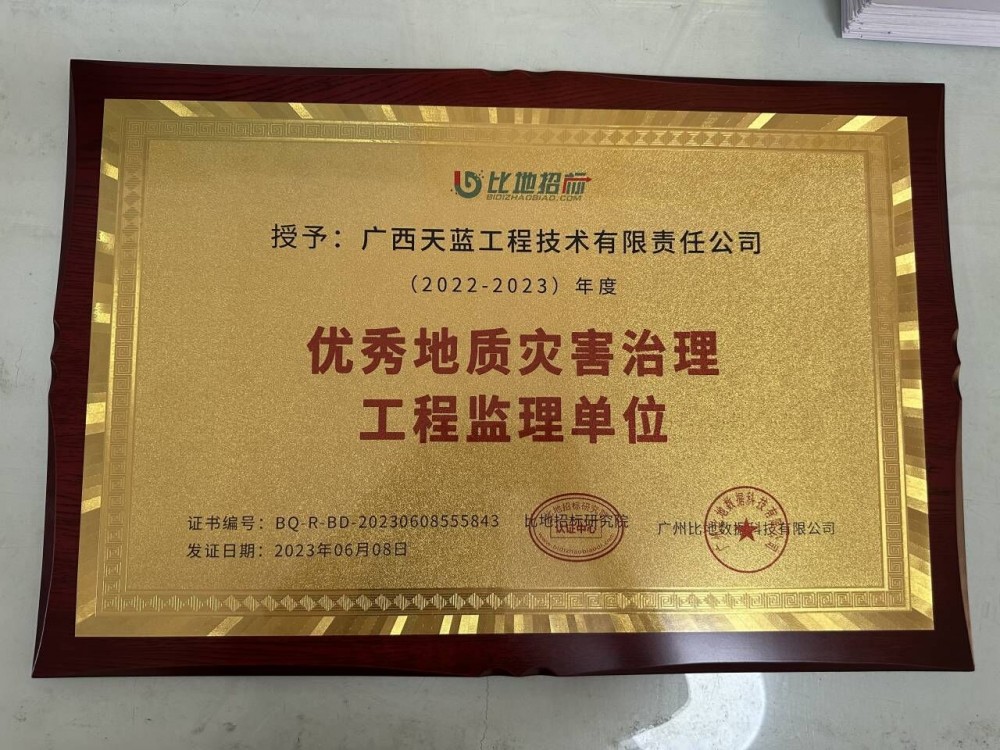 優秀地質災害治理工(gōng)程監理單位